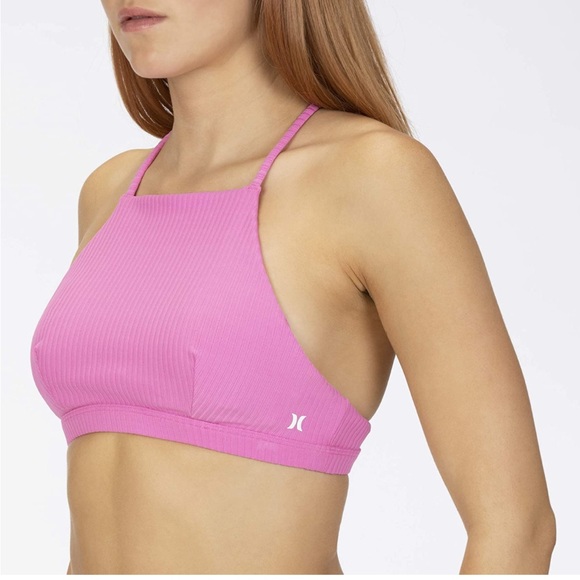 🌴Hurley Women's Standard Quick Dry Ribbed High Neck Goddess Bikini - Picture 1 of 10